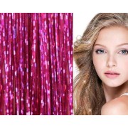 Bling Zilver glitter hair Extensions 100 stuks glitter haarlok 80 cm - Rose